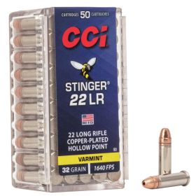 CCI Stinger е един от най-популярните високоскоростни .22 LR патрони, предназначен за прецизна стрелба и лов на дребен дивеч
