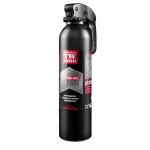 Pepper-Gel TITAN 750 ml е най-мощният лютив гел спрей в асортимента на TW1000, предназначен за професионална употреба и ефективна самозащита.