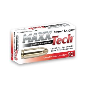 Cartușe 9x19 Luger FMJ 124g alamă MaxxTech