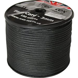 Κορδόνι αλεξιπτώτου 100 μέτρα Web-Tex PARACORD ON REEL Μαύρο