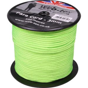 Κορδόνι αλεξιπτώτου 100 μέτρα Web-Tex Paracord σε μπομπίνα Neon Green