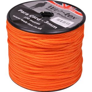 Κορδόνι αλεξιπτώτου 100 μέτρα Web-Tex Paracord σε μπομπίνα Νέον Πορτοκαλί
